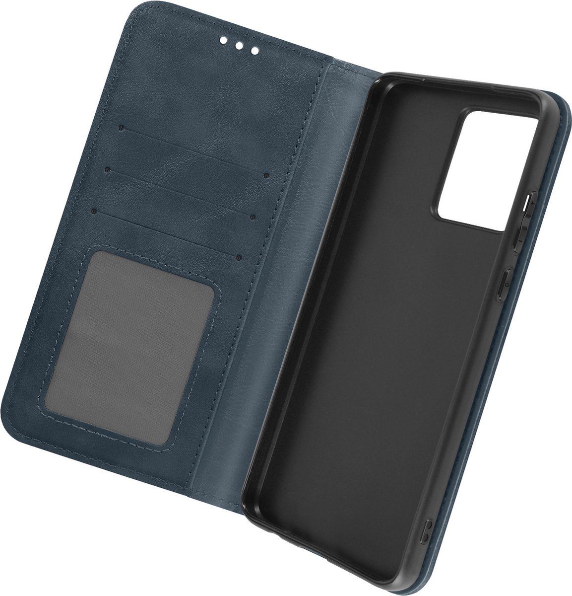 Avizar Foliohoes Geschikt voor Motorola Moto G84 Portemonnee, Geo collectie, Nachtblauw