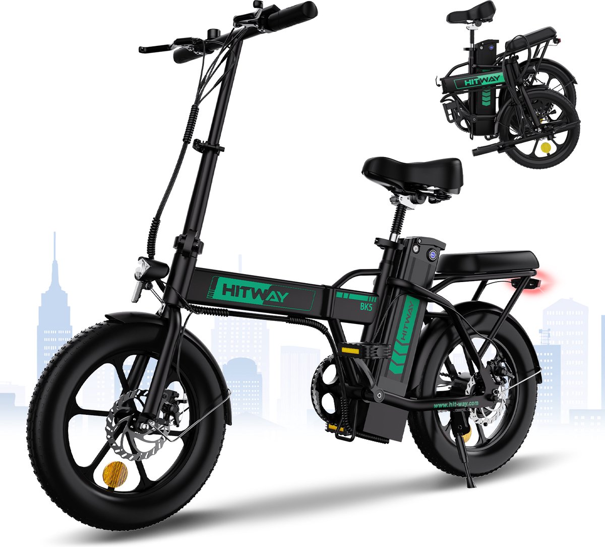 Hitway BK5 - Elektrische Fiets - E-Bike Opvouwbaar - 12Ah Accu- 16 Inch