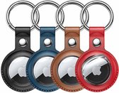 AirTag sleutelhanger - 4 Pack - Leer - 4 Stuks - AirTag Hoesje - Zwart - Blauw - Bruin - Rood - TCH