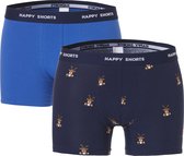 Happy Shorts Kerst Boxershorts 2-Pack Heren Reindeer Wrapped In Christmas Lights - Maat M