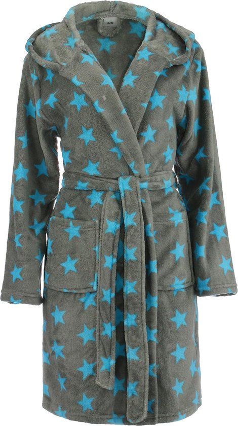Damesbadjas met sterren, verkrijgbaar in de maten: S/M - L/XL en in de kleuren: antraciet/wit