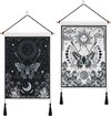 Pack of 2 Small Tapestries with Tassels, Sun and Moon Tapestry Tarot Wall Hanging Butterfly Moth Tapestry Black and White Tapestry for Bedroom Aesthetics (Moon Eclipse)