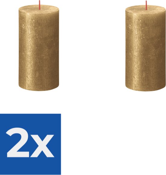 Bolsius Stompkaars Shimmer Gold - 13 cm / ø 7 cm - Voordeelverpakking 2 stuks