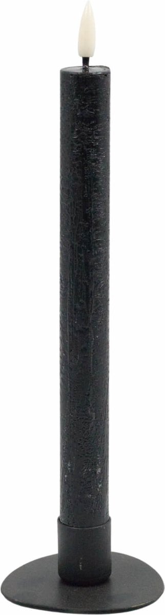 Mansion atmosphere Zwarte led dinerkaarsen rustic 2,2x24,5cm - 2 stuks