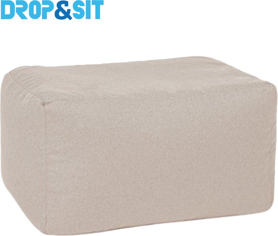 Drop & Sit Poef Duurzaam en van 100% Gerecyclede Petflessen - Beige - Waterafstotend - 55x75x45cm - Voor Binnen en Buiten