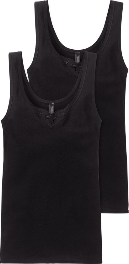 SCHIESSER Cotton Essentials singlet (2-pack) - dames onderhemd zwart - Maat: 48