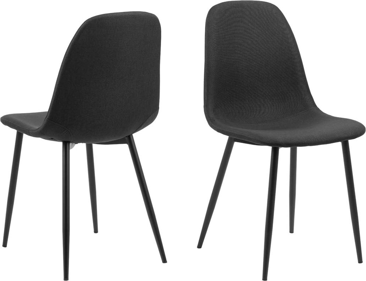 Giga Living Eetkamerstoel Nesia - Lichtgrijs/Zwart - Zithoogte 46cm - Set van 4