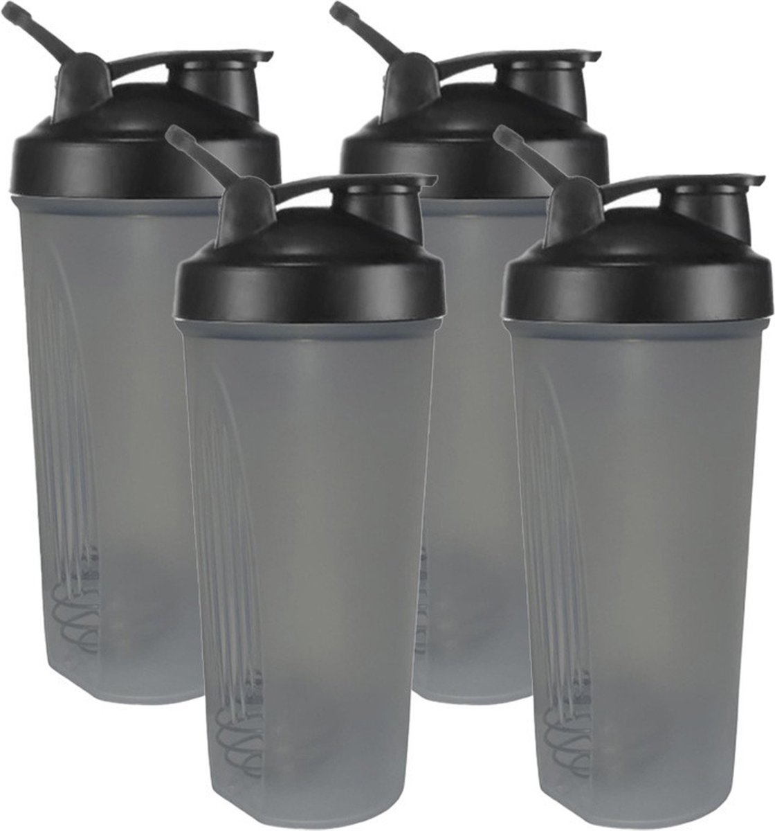 Goedkoopste Benson Shakebeker met RVS mixbal - 4x - kunststof - lekvrij - 600 ml
