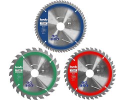 kwb cirkelzaagbladenset 165 x 20/16 voor handcirkelzagen, voor plaatmaterialen en bouwmaterialen van hout inclusief verloopringen tot 16 en 20 mm