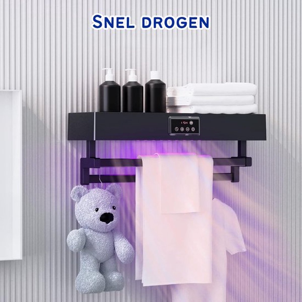 Handdoekrek - Elektrische Handdoekrek - Elektrisch Verwarmde Rek - UV-ontsmettingsmiddel en Snel Drogen 500W - Handdoekwarmer - Handdoekdroger voor Badkamer en Keuken