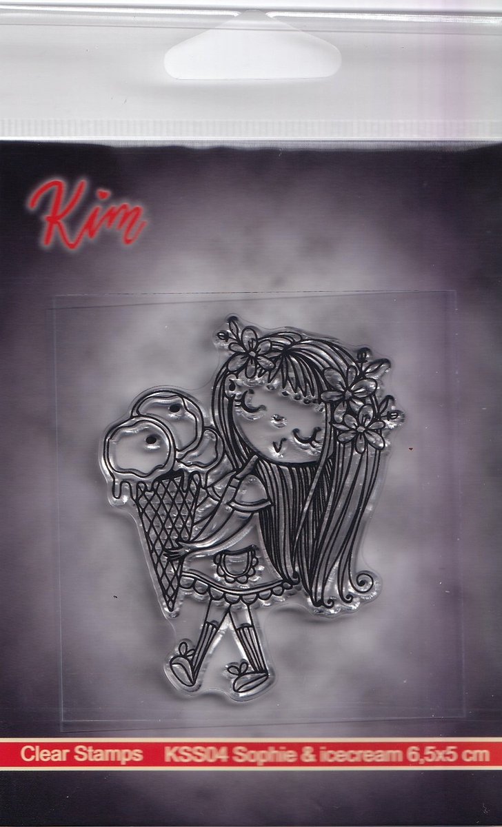 KSS04 Hobby Holland stempel - Sophie & icecream - clearstamp vakantie - meisje met ijs ijsje zomer bloemetjes haar - Nellie snellen