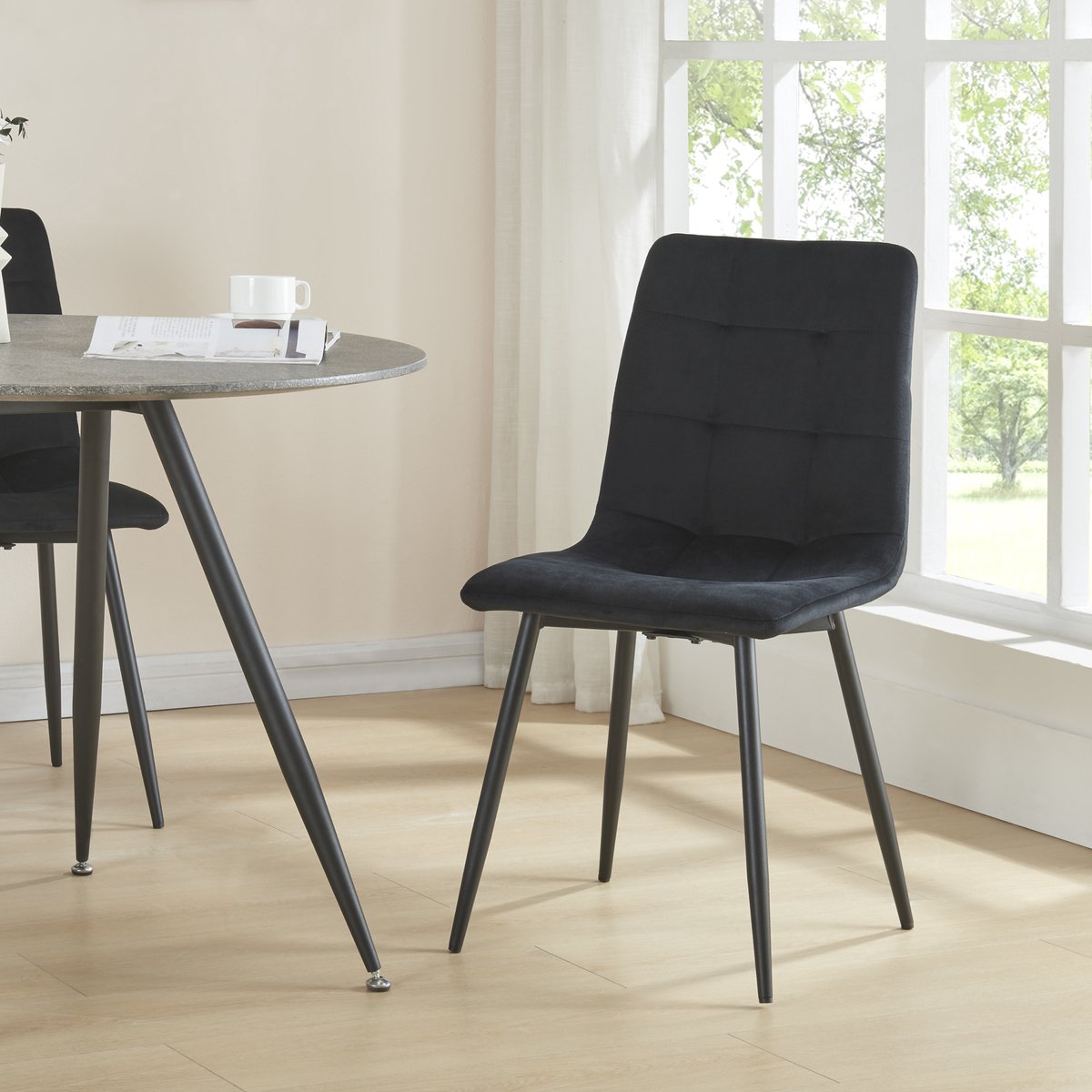 en.casa Eetkamerstoel set van 2 Lexnitz 89x44x45 cm zwart