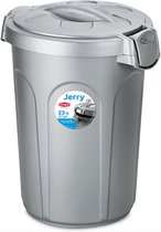 Afvalemmer - "Jerry" - Voerton - Prullenbak - Ton met deksel - 23 Liter - Zilver - Grijs