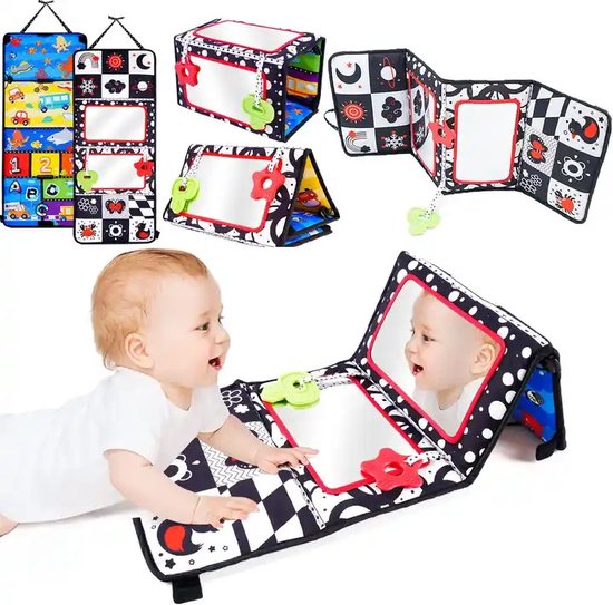 MontiPlay® Buikligtrainer Baby - Knisperboekje Baby - Baby speelgoed 6 maanden - Educatief Speelgoed - Montessori - Sensorisch