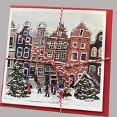 Kerstkaarten Amsterdam - (Mix 2) - 5 verschillende kaarten - inclusief enveloppen