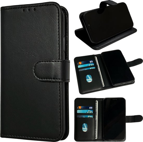 Coque Oppo A94 5G Zwart - Etui Portefeuille - Porte-Cartes & Languette Magnétique