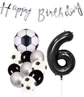 Cijfer Ballon 6 | Snoes Champions Voetbal Plus - Ballonnen Pakket | Zilver en Zwart