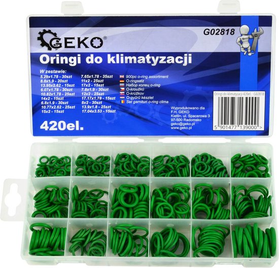 Akozon Rubber O-Ring Assortiment Set 8 Maten 270 stks Auto Truck Vervanging Airconditioning Groen O-Ring Gereedschap met Hold Case Variety Pack Combinatie