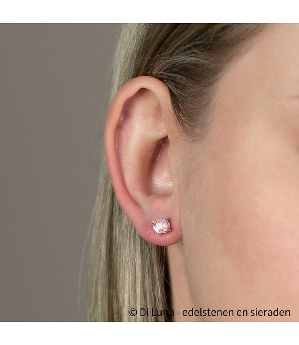 diluna.nl - Regenboog Maansteen - 925 sterling zilveren edelsteen oorbellen