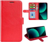 Xiaomi 13T - 13T Pro Hoesje - MobyDefend Wallet Book Case (Sluiting Achterkant) - Rood - GSM Hoesje - Telefoonhoesje Geschikt Voor Xiaomi 13T