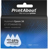 PrintAbout huismerk Inktcartridge 34 (C13T34664010) 4-kleuren Multipack geschikt voor Epson