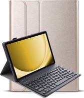 Hoes Geschikt voor Samsung Galaxy Tab A9 Plus Hoes Keyboard Cover Toetsenbord Hoesje - Hoesje Geschikt voor Samsung Tab A9 Plus Toetsenbord Hoes - Goud.