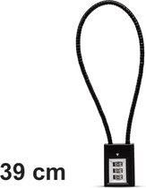 Boxus - Câble antivol avec code numérique - Câble de 39 cm de long pour fermer les portes, vélos, clôtures, rangements, armoires et pistolets ou fusils - Serrure à support haut et long avec câble - Zwart