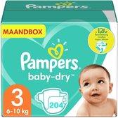Pampers - Baby Dry - Maat 3 - Maandbox - 204 stuks - 6/10KG.