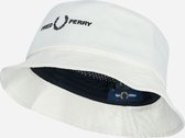 Fred Perry Graphic branded twill bucket hat - snow white