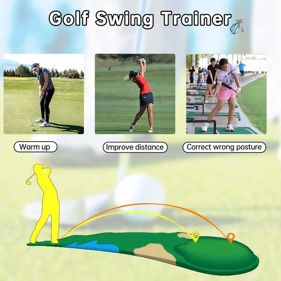 Golf vliegtrainer voor de armen, golftrainingshulp, gebaar corrector, golf swing trainer, golf training aid golfclubafdekkingen, oefenhulp voor een constante golfbeweging van GOLF — afbeelding 2