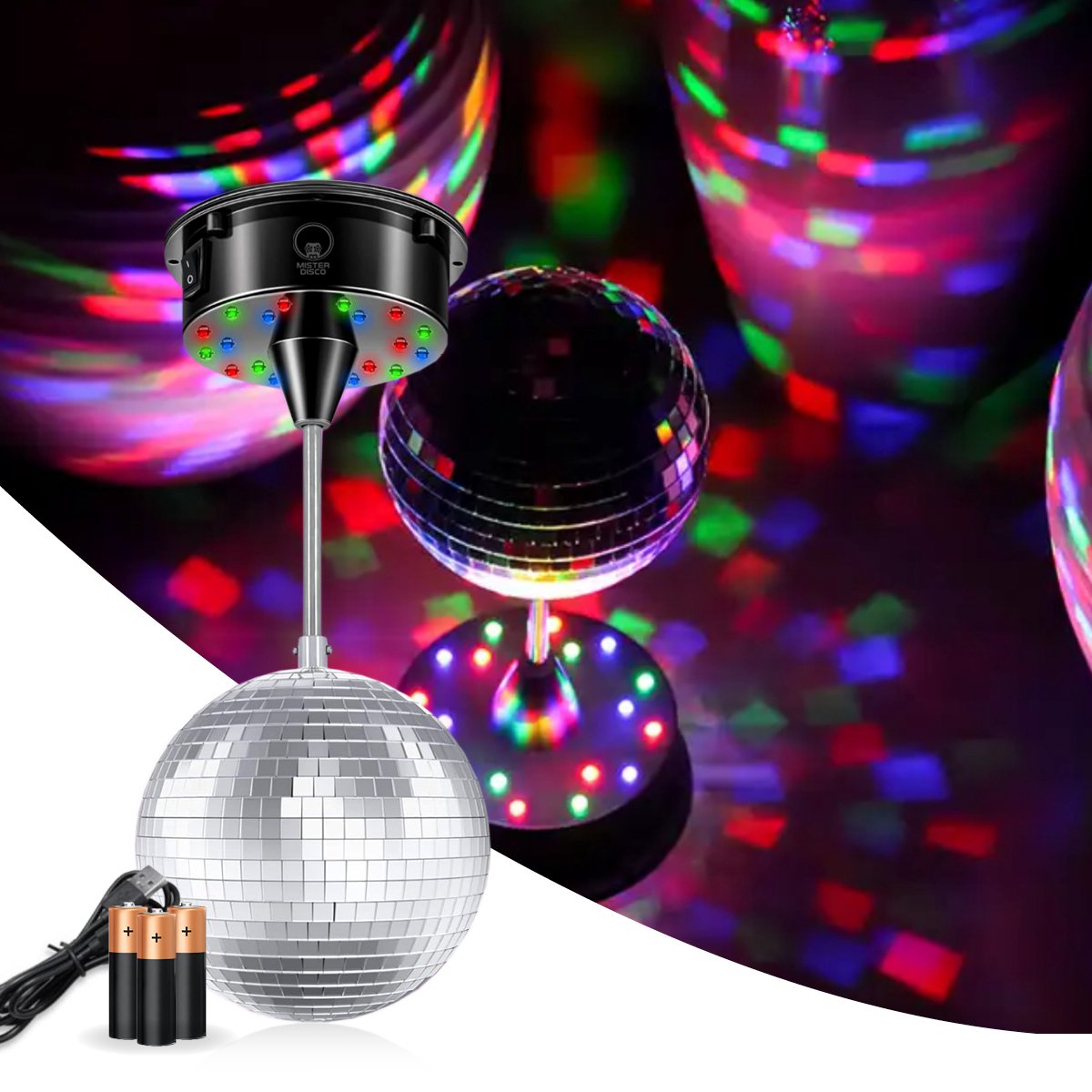 Boule Disco LED Lumière Disco, Boule à Facette 3 Modes de Musique