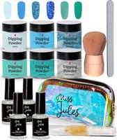 Miss Jules® Complete Set - Dipping Powder Starters Kit - 6 Kleuren Groen - Blauw - Acryl Nagels Starterspakket