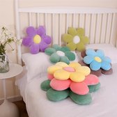 Bloemensprei, zitkussen, vloerkussen, bloemenvorm, bed, sofa, stoel, gooikussen (40 x 40 cm, groen)
