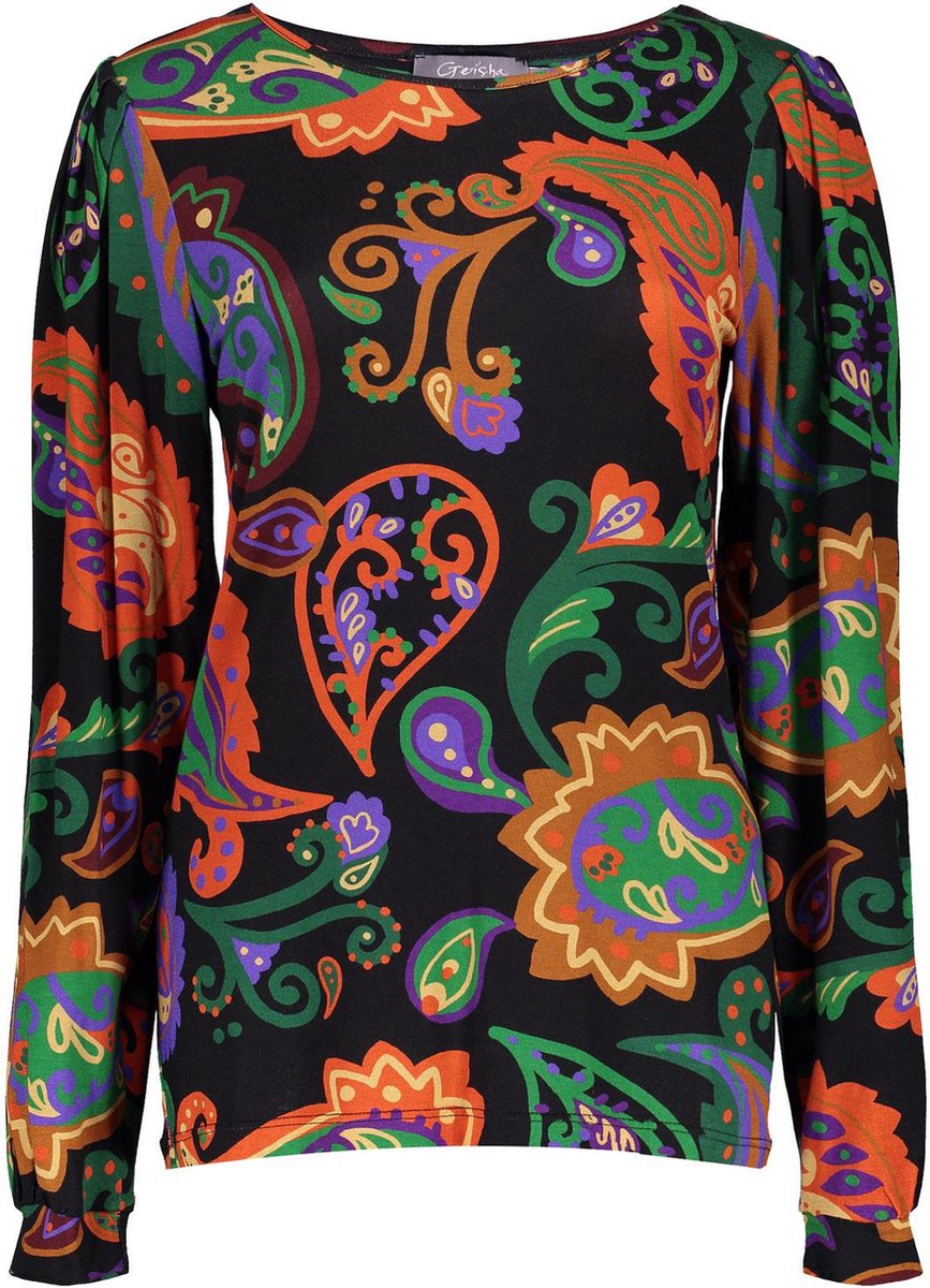 Geisha T-shirt Top Met Paisley Print 32646 20 000999 Dames Maat - S