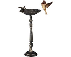 vogelbadje gietijzer - op voet - 40 cm - tuin - vogeldrinkschaal - brons