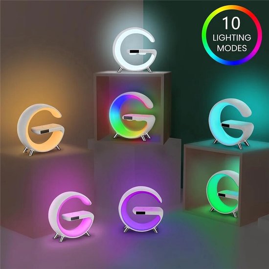 DiverseGoods Wake-Up Light - Met Draadloze Oplader - Digitale Wekker - Lichtwekker - Wekkerradio - LED Light - Bluetooth Speaker- Wit Mini — afbeelding 3