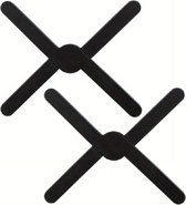 2 x Pannenonderzetter - Zwart - Opvouwbare Siliconen pannenonderzetter - Pan onderzetter - Pannenrooster - Opvouwbaar - Zwart - Set van 2