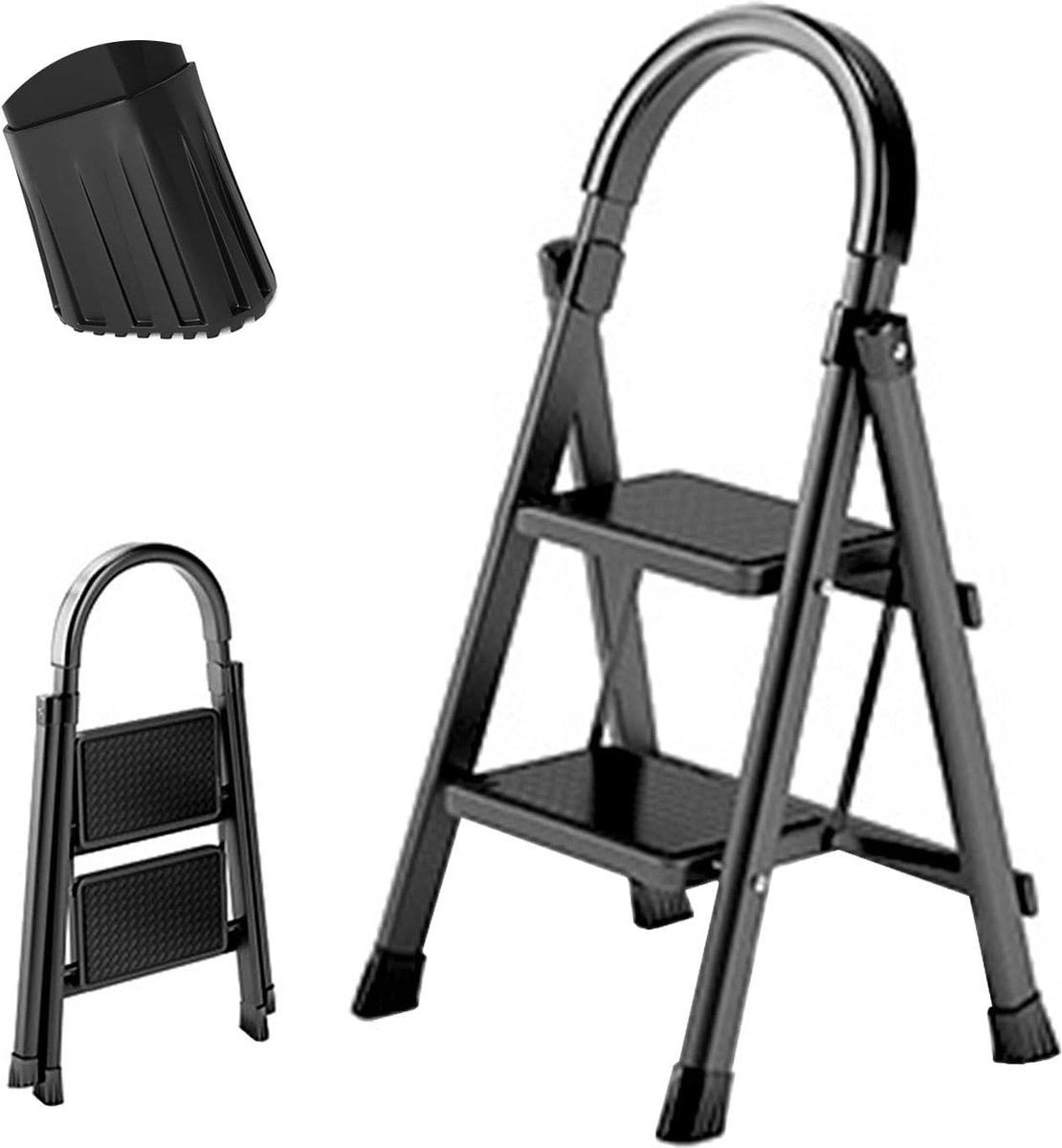 2-staps opvouwbare trapladder - Veelzijdige ladder met opstapje voor huishouden en doe-het-zelfwinkel - Opvouwbare trap, opstapje, trapladder - Vouwladder