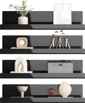 Zwart Wandrek Zonder Boren Set Van 4 - Acryl Zwevende Planken Voor Boeken en Foto's, Woondecoratie, Wandplank voor Keuken, Badkamer, Kantoor, Woonkamer (32 x 10 x 8 cm)
