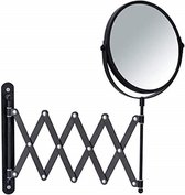 Exclusieve cosmetische wandspiegel telescopische spiegel met 100% spiegeloppervlak en 3x vergroting (B x H): Diameter 16 cm, traploos uitschuifbaar, draaibaar en in hoogte verstelbaar, 19 x 38,5 x 50