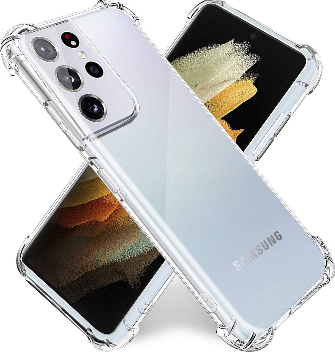 Samsung Galaxy S21 Ultra Hoesje - Transparant - Opstaande hoeken