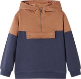 vidaXL-Kindersweater-met-capuchon-halve-rits-104-antraciet--en-cognackleurig