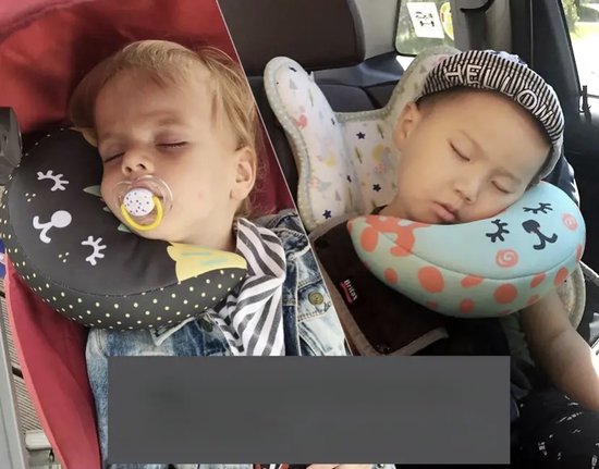 Gordelhoes - Gordelkussen kind - gordel kussen - Ideaal voor de vakantie - Auto - Blauw/Peach hoofdkussentje kinderen - nekkussen baby/kleuter/peuter - comfortabel liggen - kussen buggy - autostoel - kussen kinderwagen -Gordelbeschemer - Veilig van LittleSky. — afbeelding 3