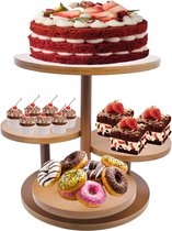 Taartstandaard 4 niveaus, ronde cupcake-torenstandaard voor 50 cupcakes, houten cakestandaard met gelaagde lade, cupcakestandaard voor desserts, cakes, donuts, dessertlade voor feest, cupcakehouder