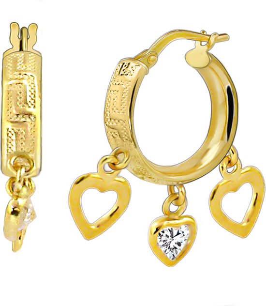 Juwelier Zwartevalk - 14 karaat gouden bedel oorbellen met zirkonia 12.055/15mm--