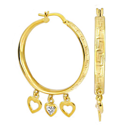 Juwelier Zwartevalk - 14 karaat gouden bedel oorbellen met zirkonia 12.055/28mm--