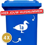 Container sticker - Container Sticker Huisnummer - Variant: Eend - Kleur: Wit - Aantal: 4 Stuks - Stickers volwassenen - Cijfer stickers - Container stickers - sticker - stickers