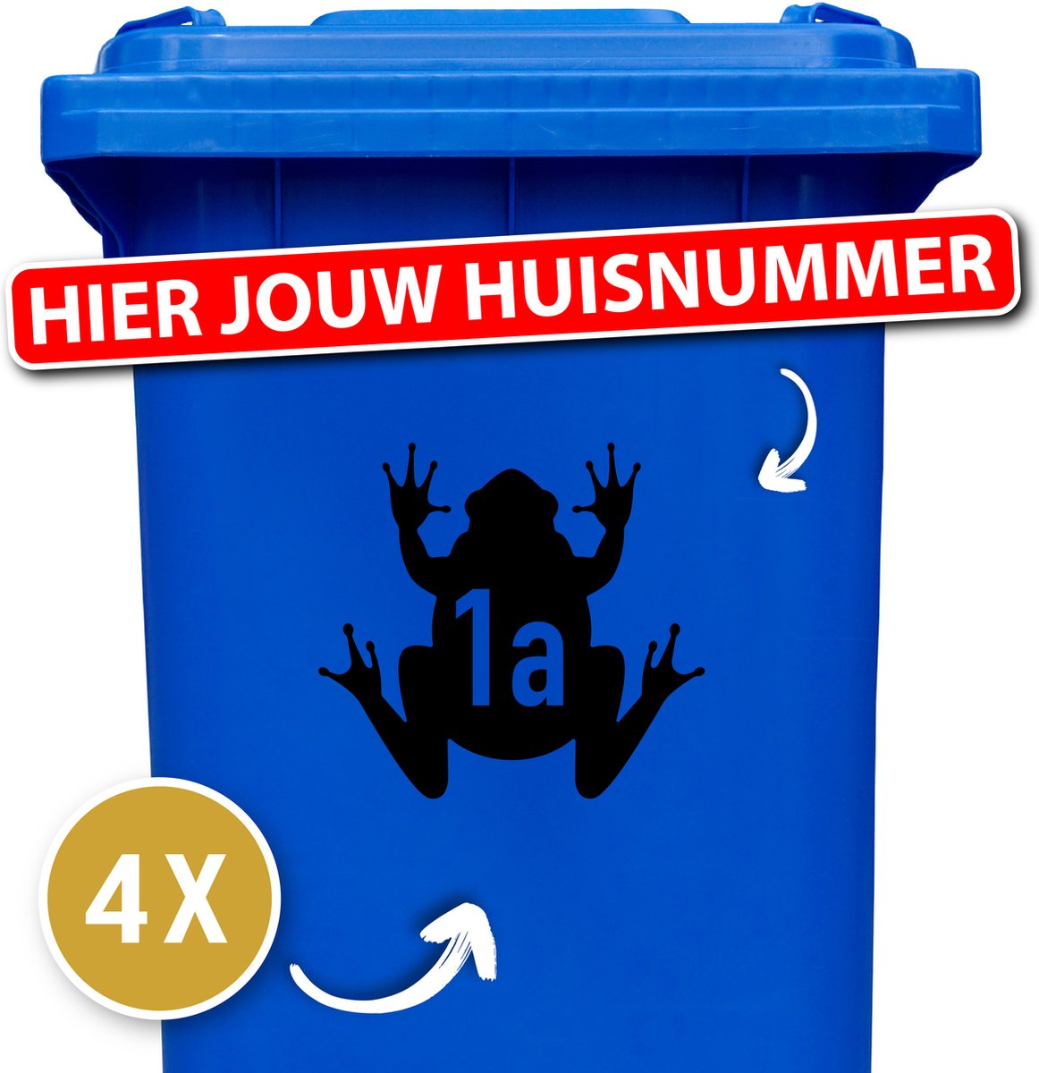 Container sticker - Container Sticker Huisnummer - Variant: Kikker - Kleur: Zwart - Aantal: 4 Stuks - Stickers volwassenen - Cijfer stickers - Container stickers - sticker - stickers - 12345678910