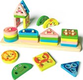 Montessori Steekplaat, houten sorteerspel, speelgoed voor kinderen, steekspeelgoed, dierpatroon, geometrische bouwdoos, puzzelspellen, cadeau voor jongens en meisjes, stapelspeelgoed voor 1 2 jaar