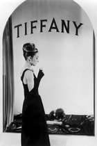 Poster / Papier - Filmsterren - Retro / Vintage - Audrey Hepburn in wit / grijs / zwart - 40 x 60 cm